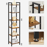 NNEDSZ 6-Tier Rustic Bookshelf, Brown & Black