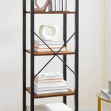 NNEDSZ 6-Tier Rustic Bookshelf, Brown & Black