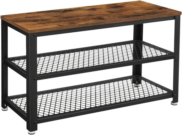 NNEDSZ 3-Tier Shoe Rack Storage Organizer, Wood Look