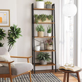 NNEDSZ 5-Tier Industrial Bookcase, Rustic Brown