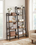 NNEDSZ 5-Tier Industrial Bookcase, Rustic Brown