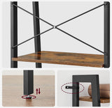NNEDSZ 5-Tier Industrial Bookcase, Rustic Brown