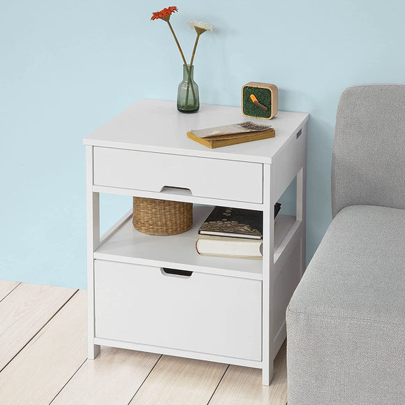 NNEDSZ White Bedside Table with 2 Drawers