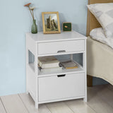 NNEDSZ White Bedside Table with 2 Drawers