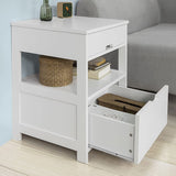 NNEDSZ White Bedside Table with 2 Drawers