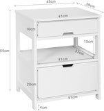 NNEDSZ White Bedside Table with 2 Drawers