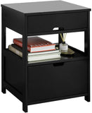 NNEDSZ Black Bedside Table with 2 Drawers