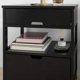 NNEDSZ Black Bedside Table with 2 Drawers