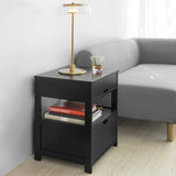 NNEDSZ Black Bedside Table with 2 Drawers