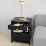 NNEDSZ Black Bedside Table with 2 Drawers