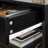NNEDSZ Black Bedside Table with 2 Drawers