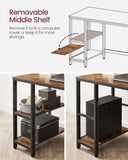 NNEDSZ Computer Desk 2 Shelves Rustic, Brown Black