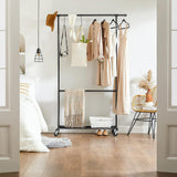 NNEDSZ Industrial Clothing Rack Wheels Double Rod