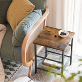 NNEDSZ End Table Industrial Side Table Mesh Shelves
