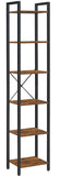 NNEDSZ Small 6-Tier Industrial Bookshelf, Rustic Brown, Black
