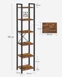NNEDSZ Small 6-Tier Industrial Bookshelf, Rustic Brown, Black