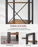 NNEDSZ Small 6-Tier Industrial Bookshelf, Rustic Brown, Black