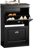 NNEDSZ Shoe Cabinet 2 Drawers Storage Cupboard Black