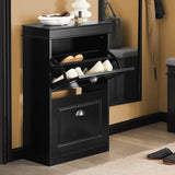 NNEDSZ Shoe Cabinet 2 Drawers Storage Cupboard Black