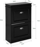 NNEDSZ Shoe Cabinet 2 Drawers Storage Cupboard Black