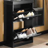 NNEDSZ Shoe Cabinet 2 Drawers Storage Cupboard Black