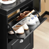 NNEDSZ Shoe Cabinet 2 Drawers Storage Cupboard Black