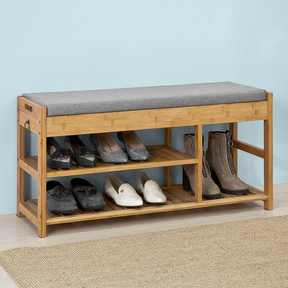 NNEDSZ Bamboo Shoe Bench Drawers Lift Top