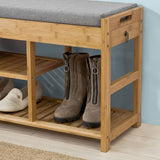NNEDSZ Bamboo Shoe Bench Drawers Lift Top