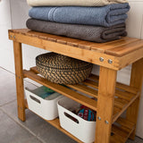 NNEDSZ Bamboo Shoe Bench Rack Storage with shelves