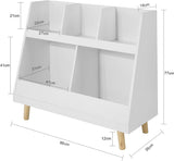NNEDSZ Childrens Shelving Unit, 5 Compartments Bookcase