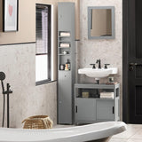 NNEDSZ Tall Bathroom Storage Cupboard Shelves, Grey