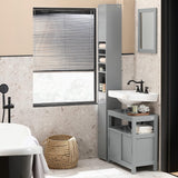 NNEDSZ Tall Bathroom Storage Cupboard Shelves, Grey