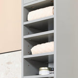 NNEDSZ Tall Bathroom Storage Cupboard Shelves, Grey