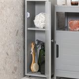 NNEDSZ Tall Bathroom Storage Cupboard Shelves, Grey