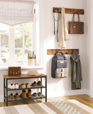 NNEDSZ Industrial Design Entryway Shoe Rack with Coat Hooks Organizer (Brown)