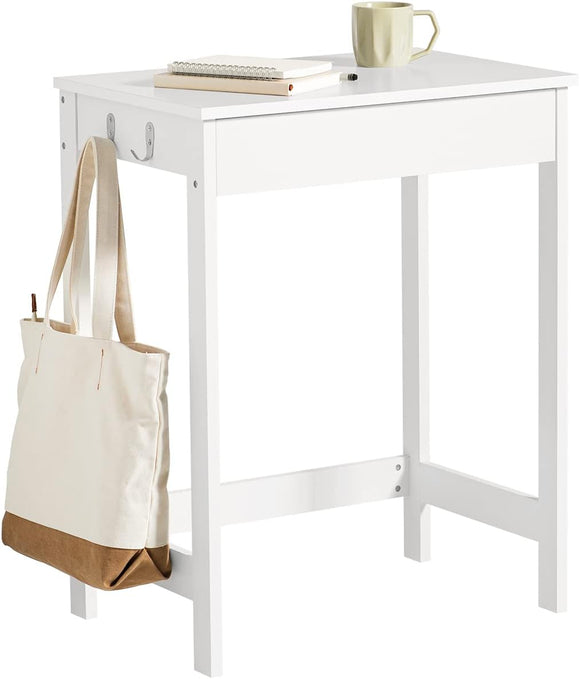 NNEDSZ Small White Desk with Drawer Hooks