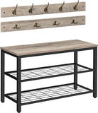 NNEDSZ Industrial Design Entryway Shoe Rack with Coat Hooks Organizer (Grey)