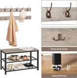 NNEDSZ Industrial Design Entryway Shoe Rack with Coat Hooks Organizer (Grey)