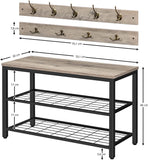 NNEDSZ Industrial Design Entryway Shoe Rack with Coat Hooks Organizer (Grey)