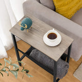 NNEDSZ Industrial Side Table with Magazine Holder Sling and Metal Structure (Grey)