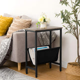 NNEDSZ Industrial Side Table with Magazine Holder Sling and Metal Structure (Grey)