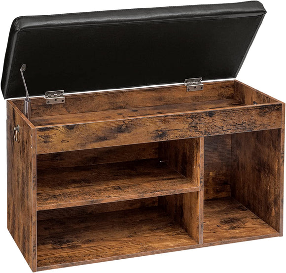 NNEDSZ Shoe Storage Bench with Padded Cushion,Flip-Open Storage Box and Adjustable Shelf for Entryway and Living Room