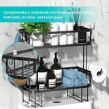 NNEDSZ 2 Tier Freestanding Bathroom Storage Organizer with Adhesive Base and Hooks for Bathroom