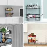 NNEDSZ 2 Tier Freestanding Bathroom Storage Organizer with Adhesive Base and Hooks for Bathroom