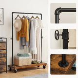 NNEDSZ Industrial Pipe Rolling Garment Rack Shoe Shelf