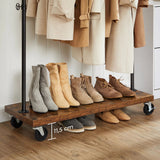NNEDSZ Industrial Pipe Rolling Garment Rack Shoe Shelf