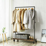 NNEDSZ Industrial Pipe Rolling Garment Rack Shoe Shelf