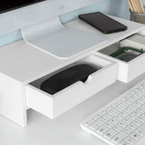 NNEDSZ White Monitor Stand Desk Organizer with 2 Drawers
