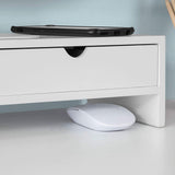 NNEDSZ White Monitor Stand Desk Organizer with 2 Drawers