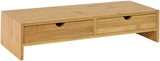 NNEDSZ Bamboo Monitor Stand Desk Organizer with 2 Drawers